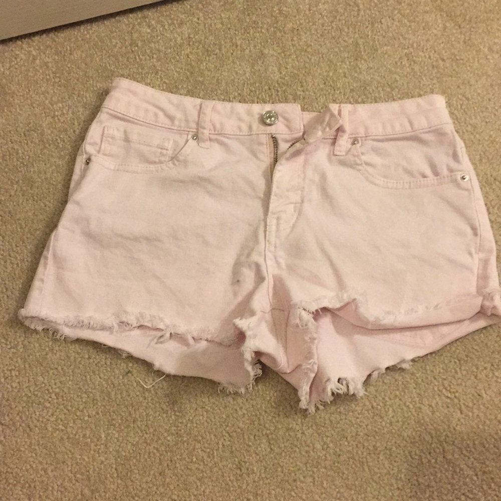 light pink jean shorts